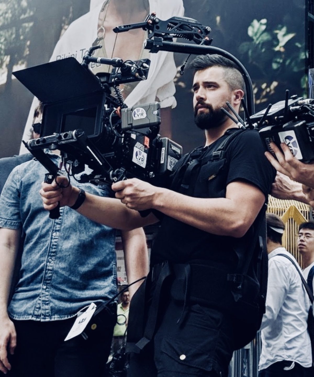 Erin Collett operating on set